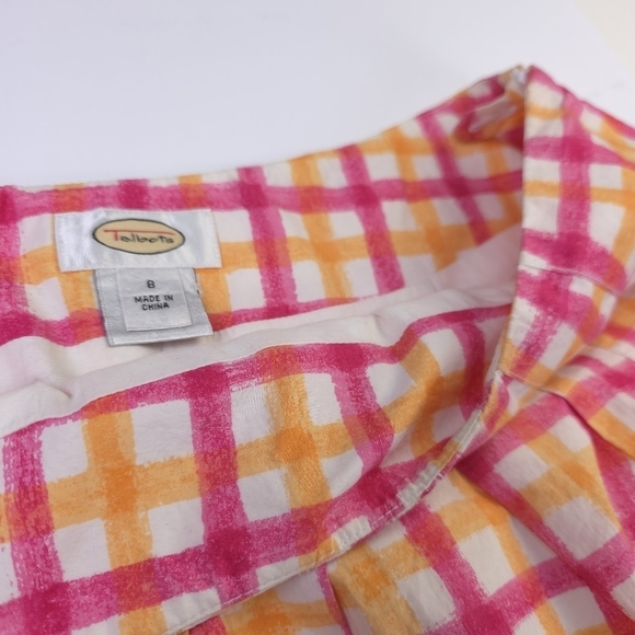 Talbots Plaid Pink and Orange Cotton Plaid Women's Skirt Sz 8 - Picture 5 of 8